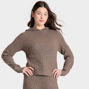 Women’s cashfeel cable knit hooded pullover sweater -Auden from Target